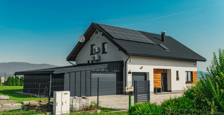 Modern house with solar roof tiles