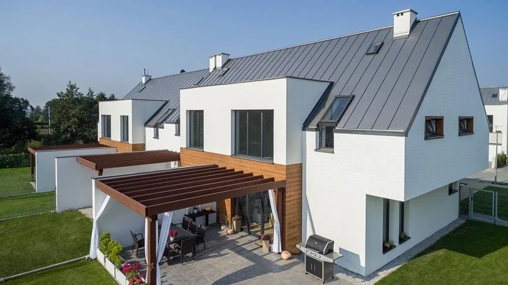 Modern house with standing seam roof