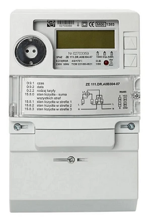 Bílý elektroměr s displejem pro zobrazení dat o nočním proudu.