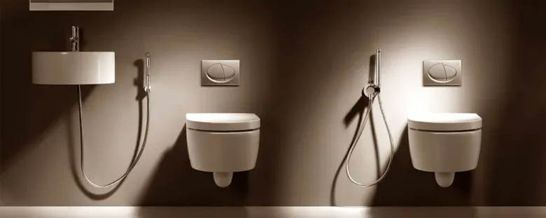 Wall-mounted toilet with bidet spray