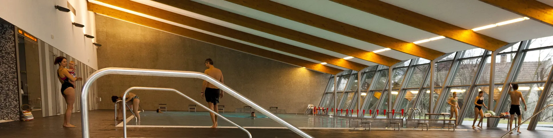 Indoor swimming pool with people