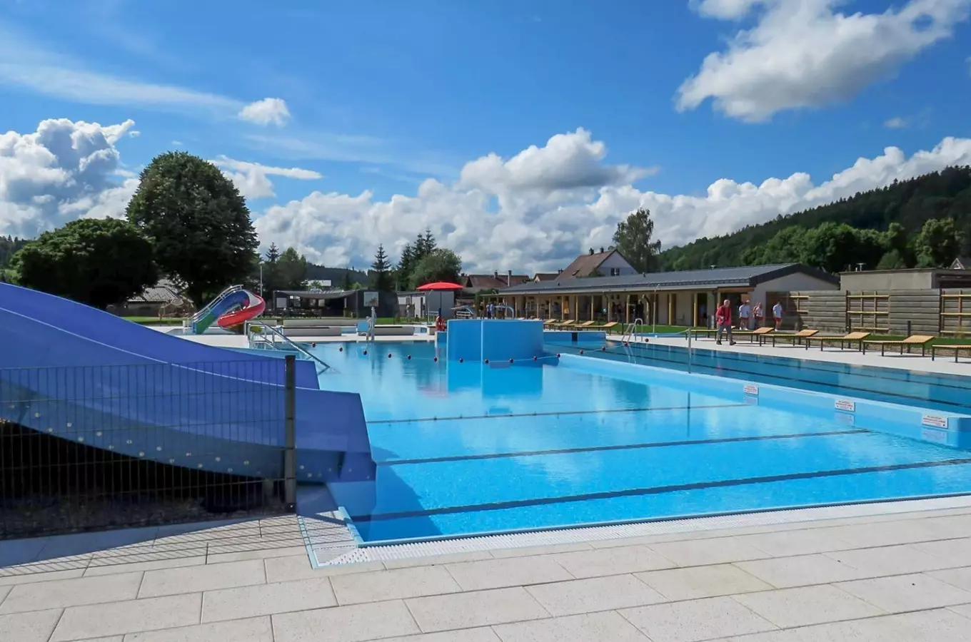 Outdoor swimming pool complex
