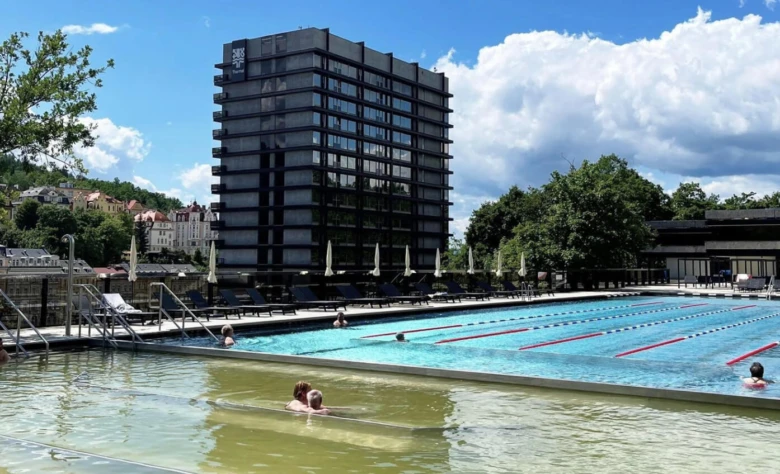Outdoor swimming pool complex
