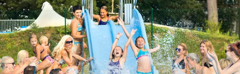 People on water slide