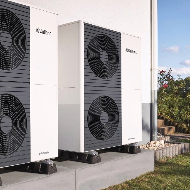 Heat pump units outside