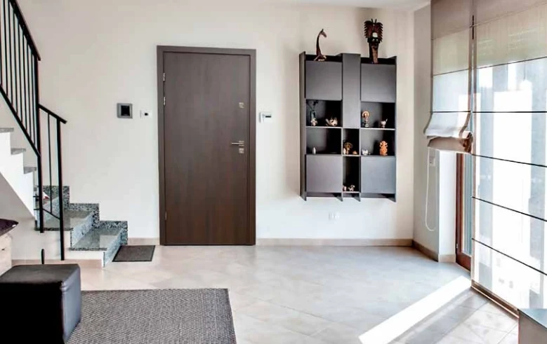 Interior door with frame in modern room