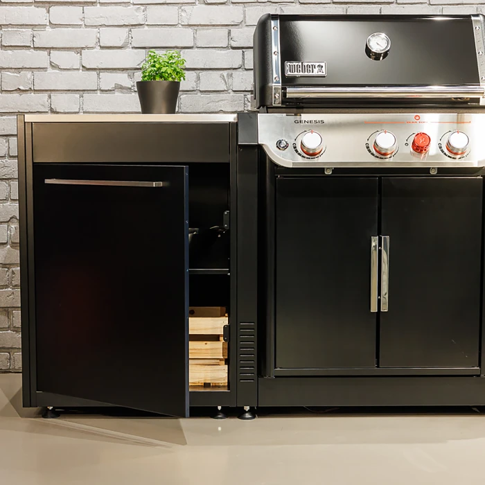 Outdoor kitchen with grill and storage